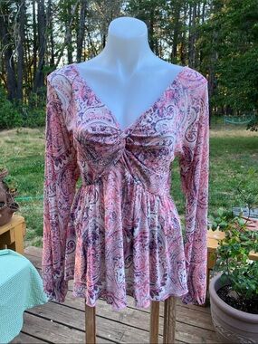 Willow & Root ballet core skirted top with twist low cut  bodice M